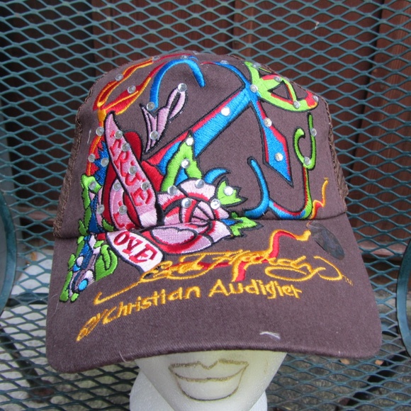 Ed Hardy Accessories - ED HARDY CHRISTIAN AUDIGIER BROWN TRUCKER HAT NWOT